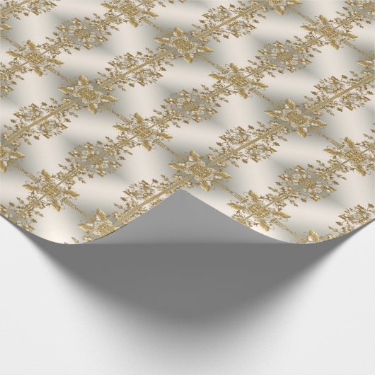 Wit bloemmotief gouden sierlijk inpakpapier (Hoek)