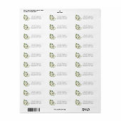 Wit bloemmotief & groen 2 retouradreslabel etiket (Full Sheet)