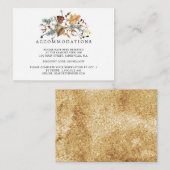 Wit bloemmotief herfstbladeren trouwlocatie informatiekaartje (Voorkant / Achterkant)