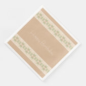 Wit bloemmotief met beige servet (Hoek)