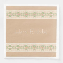 Wit bloemmotief met beige servet