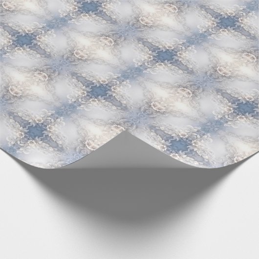 Wit bloemmotief met krullen inpakpapier (Hoek)