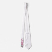 Wit bloemmotief met roze wilde bloemen stropdas (Achterkant)