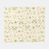 Wit bloemmotief op roomwit fleece deken (Voorkant (Horizontaal))