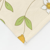 Wit bloemmotief op roomwit fleece deken (Hoek)