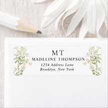 Wit bloemmotief wilde bloem klassiek monogramadres