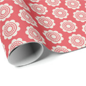 Wit bloempatroon op een heldere rode achtergrond cadeaupapier (Rol Hoek)