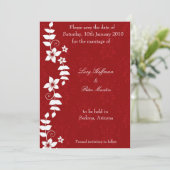 Wit bloemrood bewaar de datumkaart save the date (Staand voorkant)