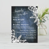 Wit bloemschilderwerk Blauw Gelukkig tot het einde Kaart (Staand voorkant)