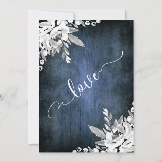 Wit bloemschilderwerk Blauw Gelukkig tot het einde Kaart (Achterkant)