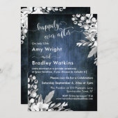 Wit bloemschilderwerk Blauw Gelukkig tot het einde Kaart (Voorkant / Achterkant)