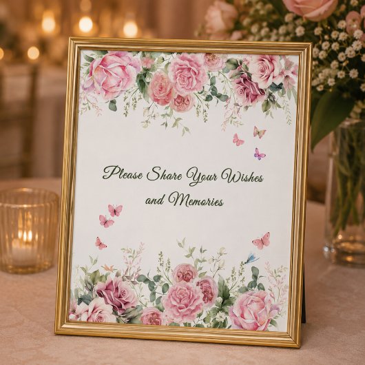 Wit bloemstuk Wensen en Herinneringen Bord Poster