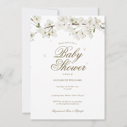  wit bloesem Baby shower / bestrooien Kaart (Voorkant)