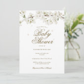  wit bloesem Baby shower / bestrooien Kaart (Staand voorkant)