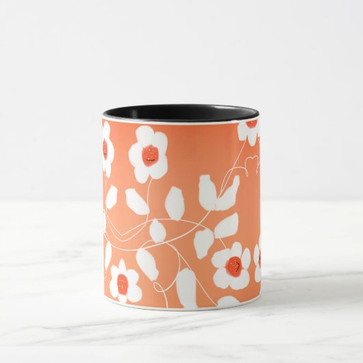 Wit bloesempatroon mok (Midden)