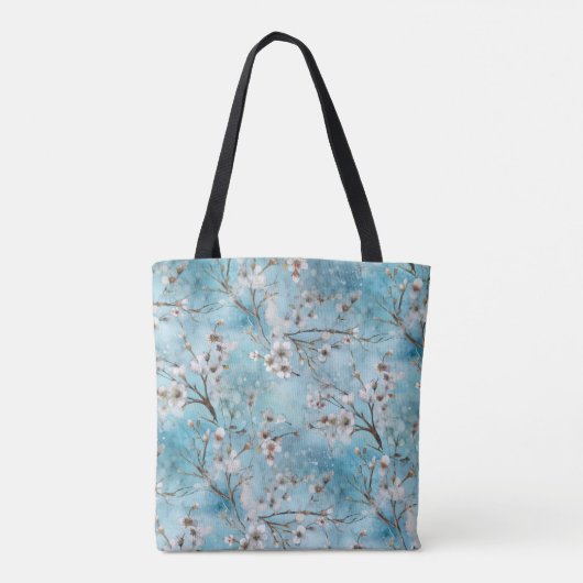 Wit bloesempatroon tote bag (Achterkant)