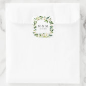 Wit Bloom Lijst Bloemen Bruiloft Classic Monogram Vierkante Sticker (Tas)
