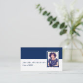Wit | Blue Afstuderen Photo Insert Name Cards Contactkaartje (Staand voorkant)