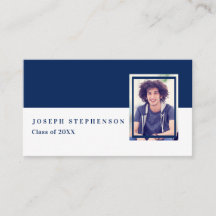 Wit | Blue Afstuderen Photo Insert Name Cards
