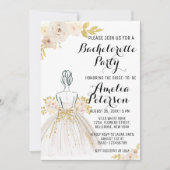 Wit Blush Goud Glitter Jurk Bachelorette Party Kaart (Voorkant)