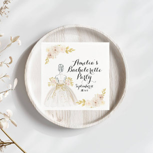 Wit Blush Goud Glitter Jurk Bachelorette Party Servet