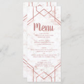 Wit & Blush Marmer en Roos Goud Bruiloft Menu (Voorkant / Achterkant)