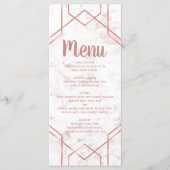 Wit & Blush Marmer en Roos Goud Bruiloft Menu (Voorkant)