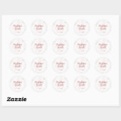 Wit Blush Marmer en Roos Goud Monogram Bruiloft Ronde Sticker (Vel)