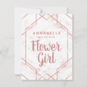 Wit Blush Marmer Roos Goud Bloemenmeisje Voorstel Kaart (Voorkant)