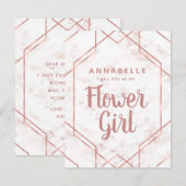 Wit Blush Marmer Roos Goud Bloemenmeisje Voorstel Kaart (Voorkant / Achterkant)