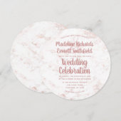 Wit & Blush Marmer Roze Gouden Trouw Uitnodiging (Voorkant / Achterkant)