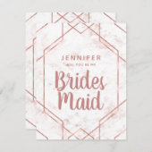 Wit & Blush Marmeren Roos Gouden Bruidsmeisje Voor Kaart (Voorkant / Achterkant)