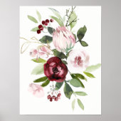  Wit Blush Roze Bourgogne Protea Bloemen Poster (Voorkant)