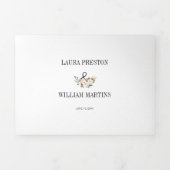 Wit & Blush Roze Magnolia Blossom Trouwfoto Drieluik Uitnodiging (Cover)