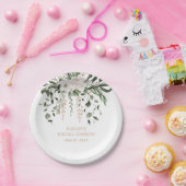 Wit Blush Roze Rose Vrijgezellenfeest Papieren Bordje (Feest)