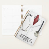 Wit boek voor de benoeming van doctoren met coat e planner (Display)