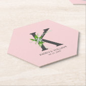 Wit boeket lelie bloemig monogram onderzetter van (Schuin)