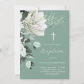 wit boeket op groene achtergrond Doop Kaart (Voorkant)