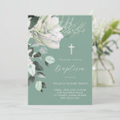 wit boeket op groene achtergrond Doop Kaart (Staand voorkant)