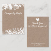 Wit boeket op Kraft Ketting & oorbel display Visitekaartje (Voorkant / Achterkant)