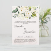 Wit boeket spaanse bruiloft uitnodiging (Staand voorkant)