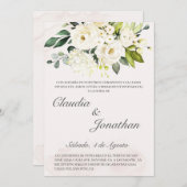 Wit boeket spaanse bruiloft uitnodiging (Voorkant / Achterkant)