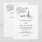 Wit boeket We doen kalligrafie bruiloft uitnodigin Kaart (Voorkant / Achterkant)