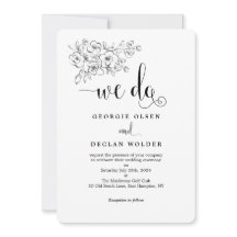 Wit boeket We doen kalligrafie bruiloft uitnodigin