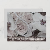 Wit boeket Wil je mijn bruidsmeisje zijn? Uitnodiging Briefkaart (Voorkant / Achterkant)