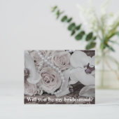 Wit boeket Wil je mijn bruidsmeisje zijn? Uitnodiging Briefkaart (Staand voorkant)