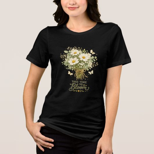 Wit boeket wilde bloemen Tri-Blend shirt (Voorkant)