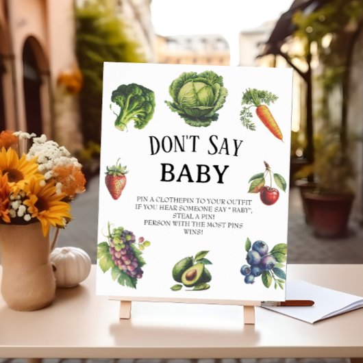 Wit Boerderij Baby shower niet zeggen Baby spel Poster