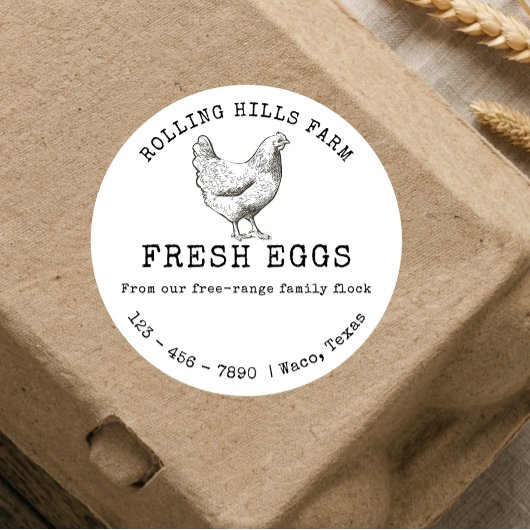 Wit boerderij vers kippenhen eierdoos label