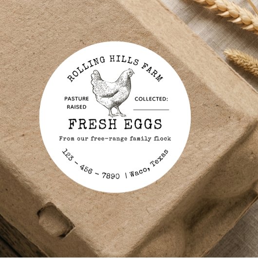 Wit boerderij vers kippenhen eierdoos label
